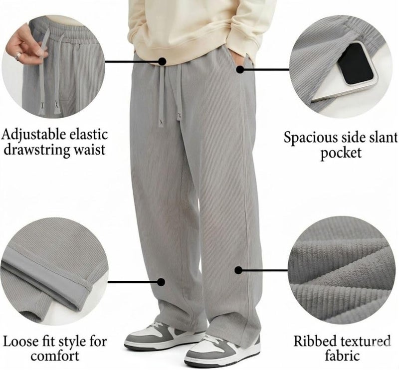 SMOWKLY Men's Premium Cotton Blend Relaxed Fit Stretchable & Comfortable Sweatpant Trouser | Flexible Elastic Waist with Drawstring Lower for man |Pant for Causal & Formal Wear |Gym Joggers Grey - Image 4
