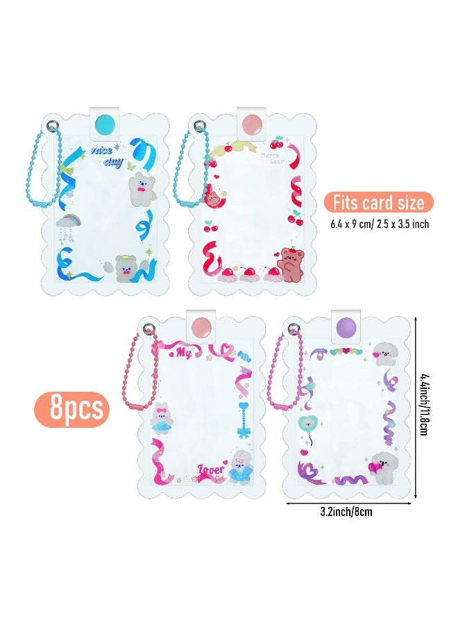 Generic SYOSI, 8pcs Kpop Photocard Holder Keychain, 4.4 x 3.2 Inch Cardholder Plastic Cover, Kawaii Korean Pop Star Photo Card Covers, Little Bear Bunny Dog Key Chain  - Image 4