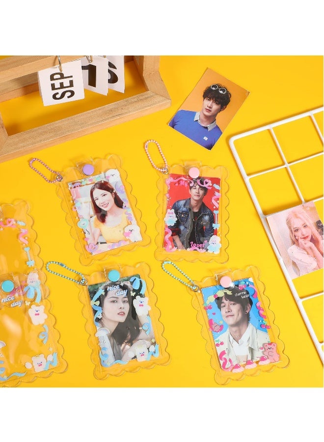 Generic SYOSI, 8pcs Kpop Photocard Holder Keychain, 4.4 x 3.2 Inch Cardholder Plastic Cover, Kawaii Korean Pop Star Photo Card Covers, Little Bear Bunny Dog Key Chain  - Image 2