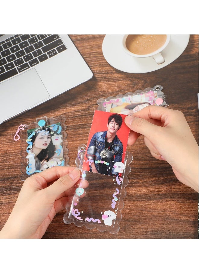 Generic SYOSI, 8pcs Kpop Photocard Holder Keychain, 4.4 x 3.2 Inch Cardholder Plastic Cover, Kawaii Korean Pop Star Photo Card Covers, Little Bear Bunny Dog Key Chain  - Image 3