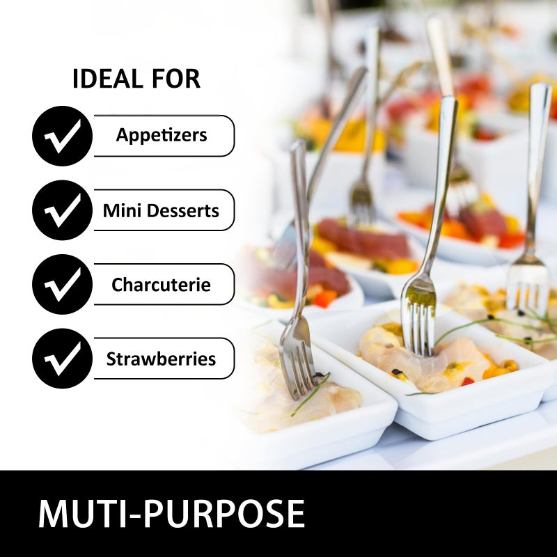 Qeirudu 4 Inch Silver Plastic Mini Forks  100 Pack Disposable Appetizer Forks Heavy Duty Tiny Forks for Party Small Desserts  Charcuterie  Samples  Cocktails and Strawberries - Image 3