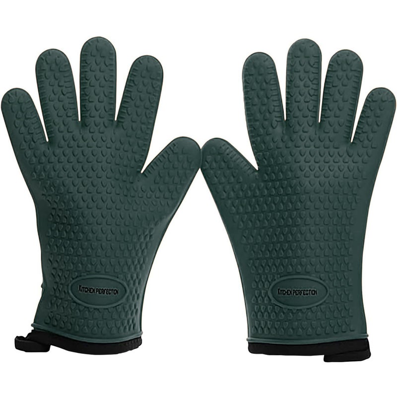 KITCHEN PERFECTION Silicone Smoker Oven Gloves Extreme Heat Resistant BBQ Gloves Handle Hot Food Right on Your Grill Fryer Pit Waterproof Oven Mitts Superior Value Set 3 Bonuses - Image 2