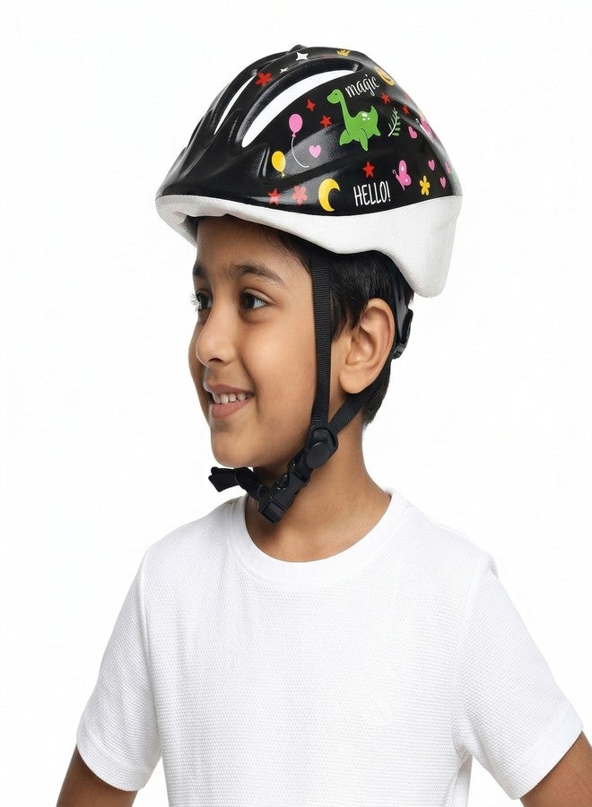 STREETJAM Open Face Helmet for Kids, Hard PP Outer Shell, EPS Inner Comfort Linner case, Adjustable Strap & Size Adjuster Dial, Unisex Kids Helmet (Epiga - Black, 3-5 Years (Extra Small, 48-51 CM)) - Image 1