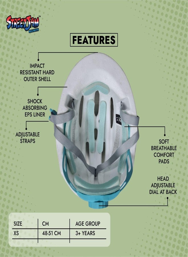 STREETJAM Open Face Helmet for Kids, Hard PP Outer Shell, EPS Inner Comfort Linner case, Adjustable Strap & Size Adjuster Dial, Unisex Kids Helmet (Epiga - Black, 3-5 Years (Extra Small, 48-51 CM)) - Image 3