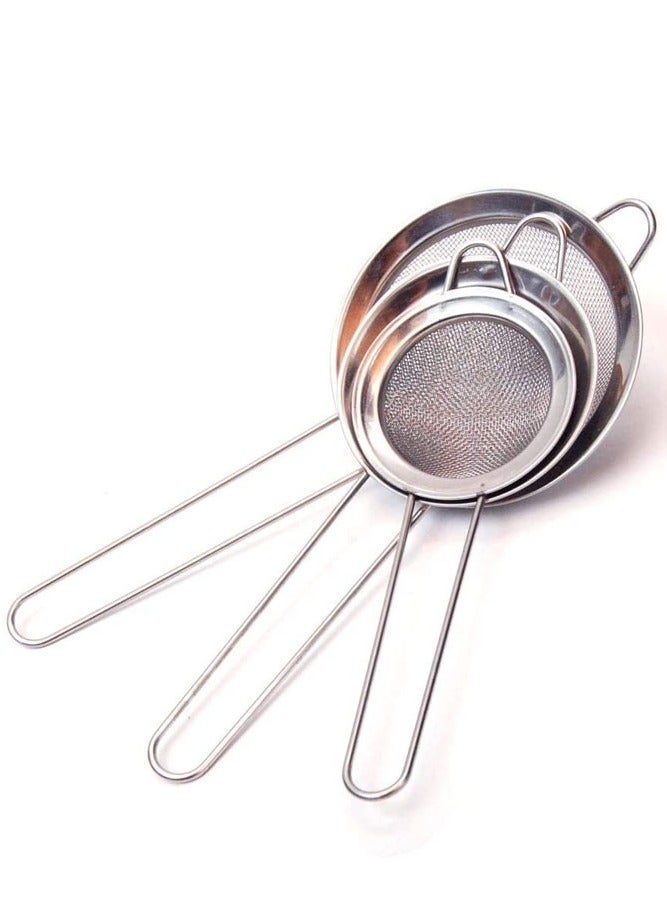 AMERTEER 3 Piece Set of High Quality Stainless Steel Fine Mesh Strainers - Image 1