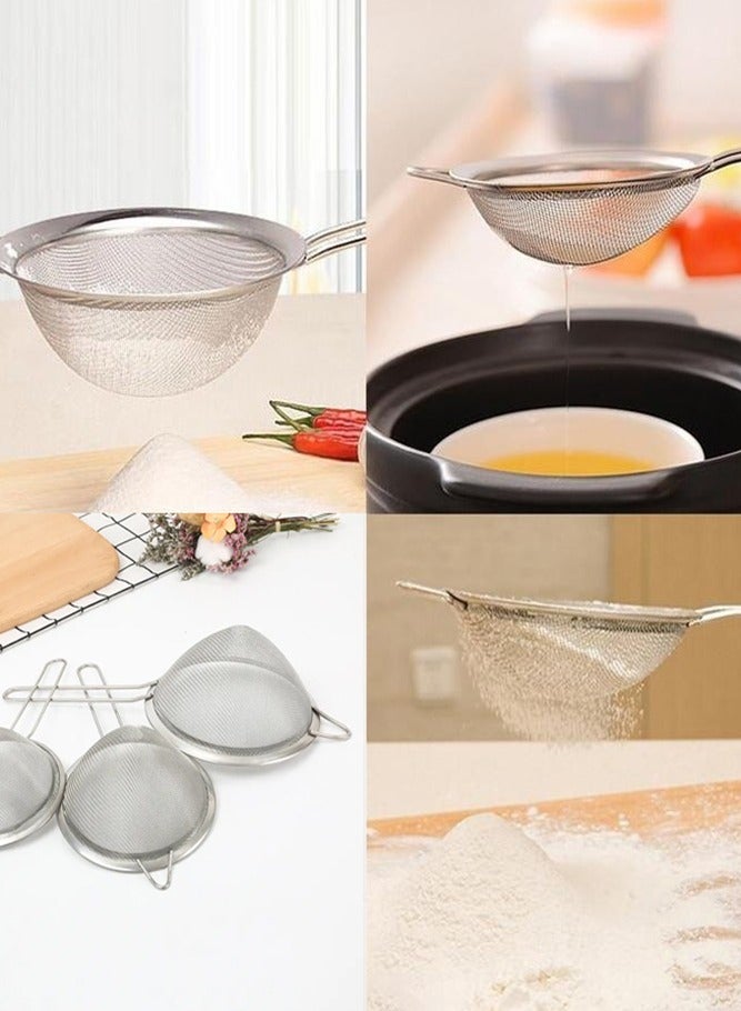 AMERTEER 3 Piece Set of High Quality Stainless Steel Fine Mesh Strainers - Image 3