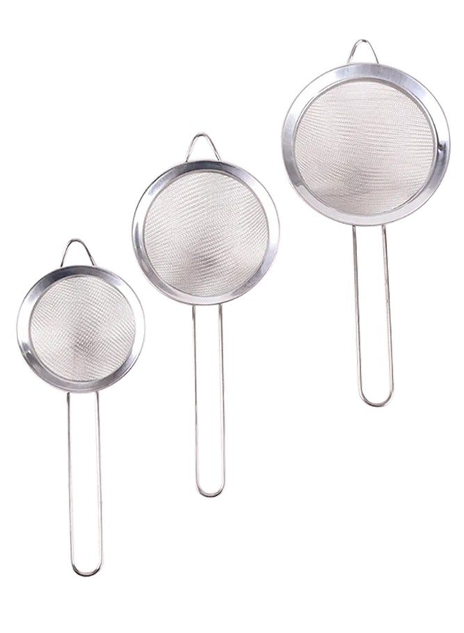 AMERTEER 3 Piece Set of High Quality Stainless Steel Fine Mesh Strainers - Image 2