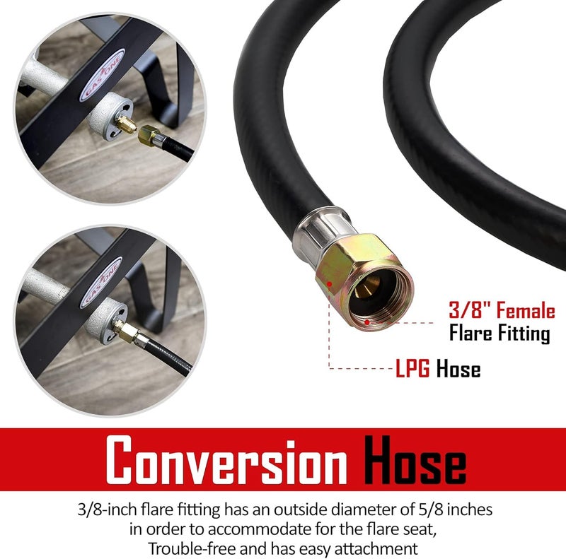 GasOne Gas One 4 ft High Pressure Propane 0-20 PSI Adjustable Regulator with Red QCC-1 Type Hose - Works with Newer U.S. Propane Tanks, 4FT 0-20 PSI - Image 4