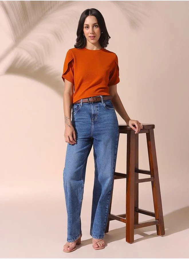 Dennis Lingo Women indigo relaxed fit solid 98% cotton 2% spandex jeans with button & zip closure- tailored to elevate your everyday.