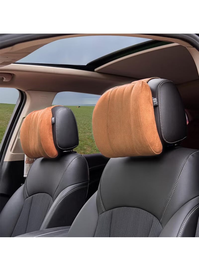 AGC Memory Foam Car Headrest Pillow Ergonomic Neck Support Cushion for Driving & Travel - Breathable Fabric, Adjustable Strap, Universal Fit for Cars, Office Chairs & Home HC-1012 Brown - Image 5