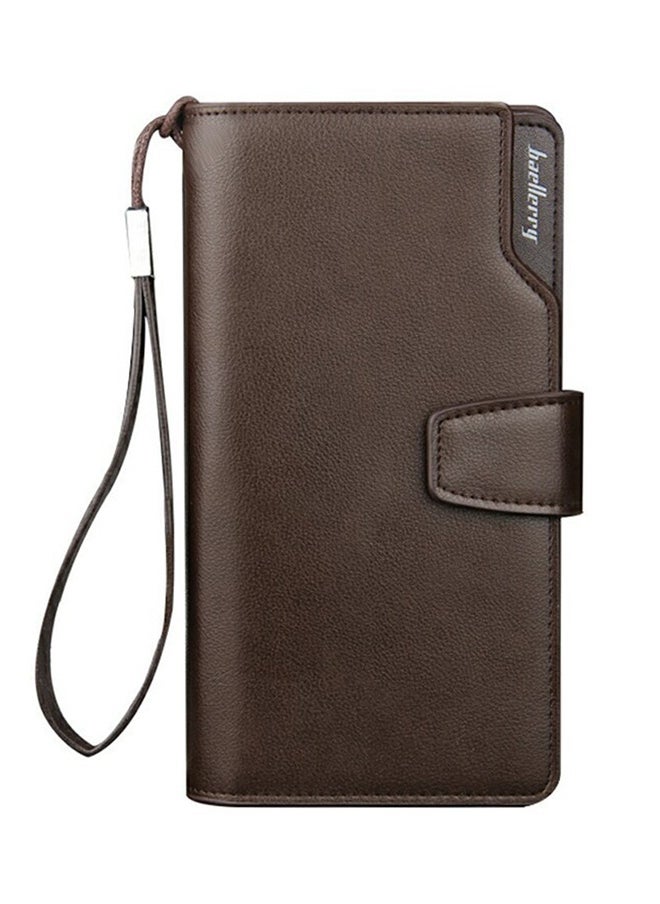 baellerry Flap Closure Leather Wallet Brown 