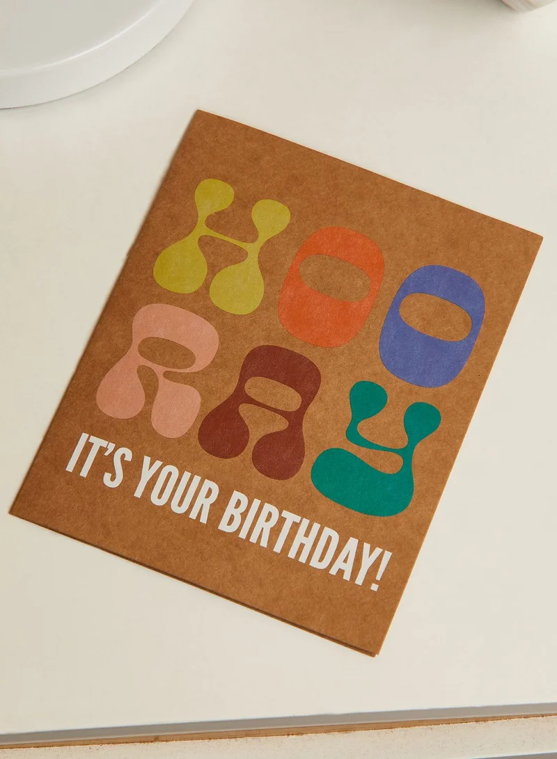 تايبو بطاقة عيد ميلاد لطيفة بعبارة "Hooray It's Your Birthday"