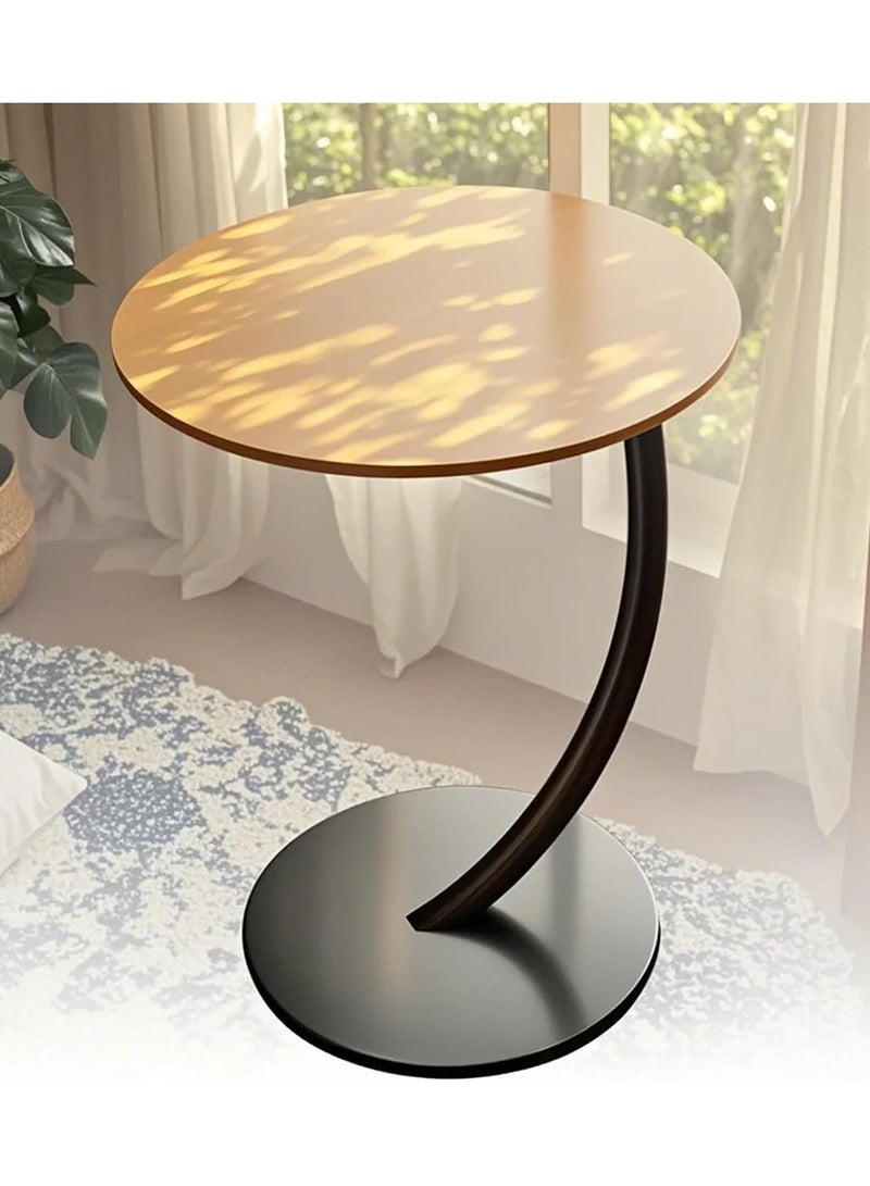 Decorhills Light Brown C-Shaped End Table for Sofa & Bed, Compact Coffee Table with Waterproof & Rustproof Surface, Space-Saving Design, Manual Assembling Required, Modern Side Table for Living Room - Image 1