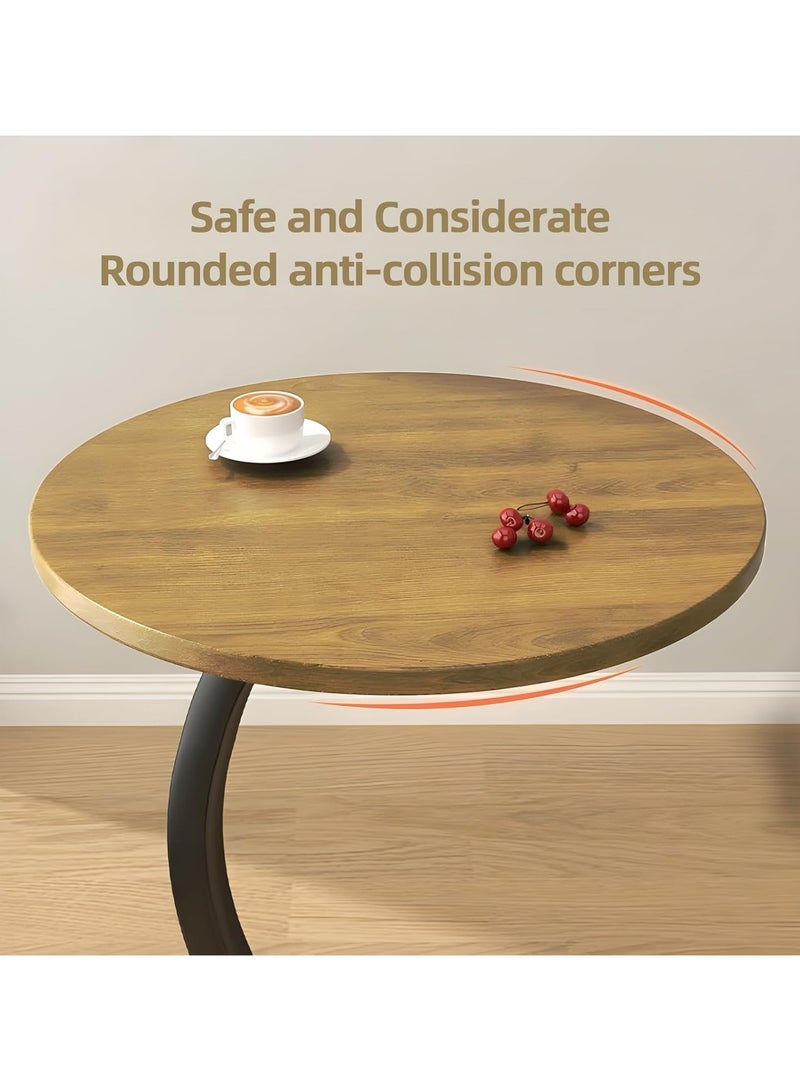 Decorhills Light Brown C-Shaped End Table for Sofa & Bed, Compact Coffee Table with Waterproof & Rustproof Surface, Space-Saving Design, Manual Assembling Required, Modern Side Table for Living Room - Image 3