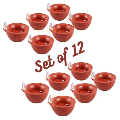 Present Mart Water Sensor Electric LED Diyas Plastic Flameless & Smokeless LED Diwali Light Diya Warm Tea Ligth Candles for All Festivals,Christmas,Home Decorators|Led Diwali Diya (12) - Image 5