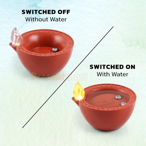 Present Mart Water Sensor Electric LED Diyas Plastic Flameless & Smokeless LED Diwali Light Diya Warm Tea Ligth Candles for All Festivals,Christmas,Home Decorators|Led Diwali Diya (12) - Image 2