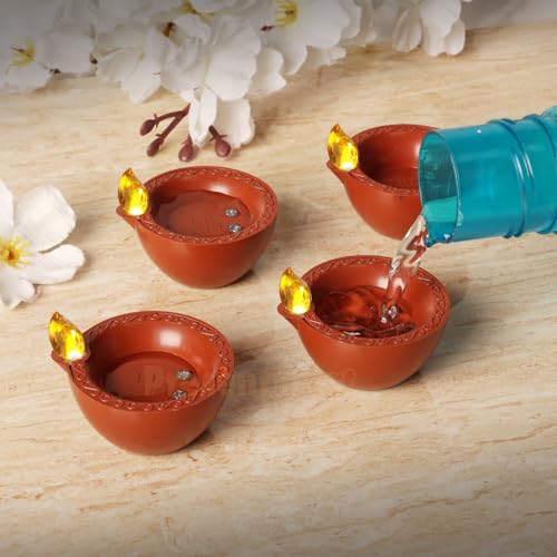 Present Mart Water Sensor Electric LED Diyas Plastic Flameless & Smokeless LED Diwali Light Diya Warm Tea Ligth Candles for All Festivals,Christmas,Home Decorators|Led Diwali Diya (12) - Image 3