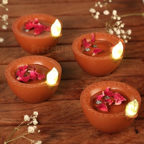 Present Mart Water Sensor Electric LED Diyas Plastic Flameless & Smokeless LED Diwali Light Diya Warm Tea Ligth Candles for All Festivals,Christmas,Home Decorators|Led Diwali Diya (12) - Image 1