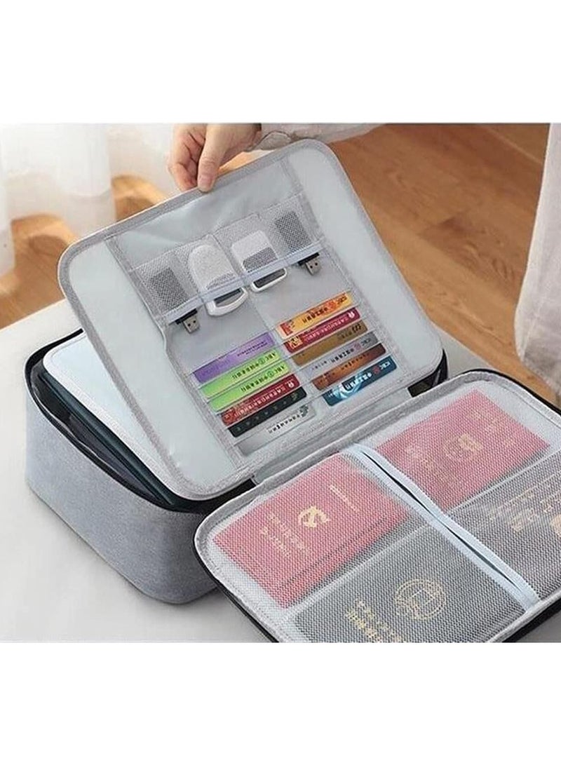Document Storage Bag Organizer with Lock Waterproof 3 layer Travel File Bag Large Capacity File Storage Bag Multi-layer File Organizer Portable Bag for Passport Certificates of Important Files Fireproof Document Organizer Bag with Money Bag