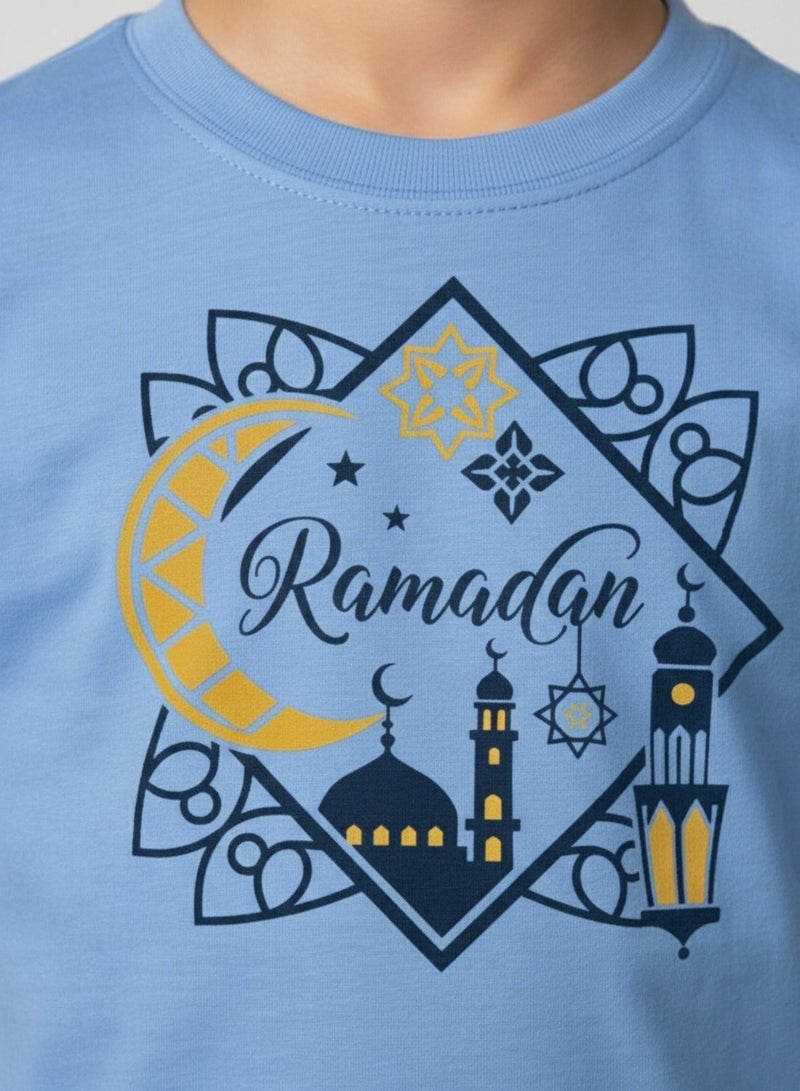 babyqlo Boys Ramadan Moon Lantern Cotton Festival T-Shirt - Image 4