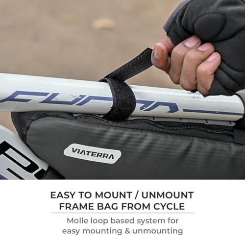 ViaTerra Cycling Frame Bag | Convenient Access to Essentials | NO Interference with Pedaling or handling | Quick Installation (Grey) - Image 5