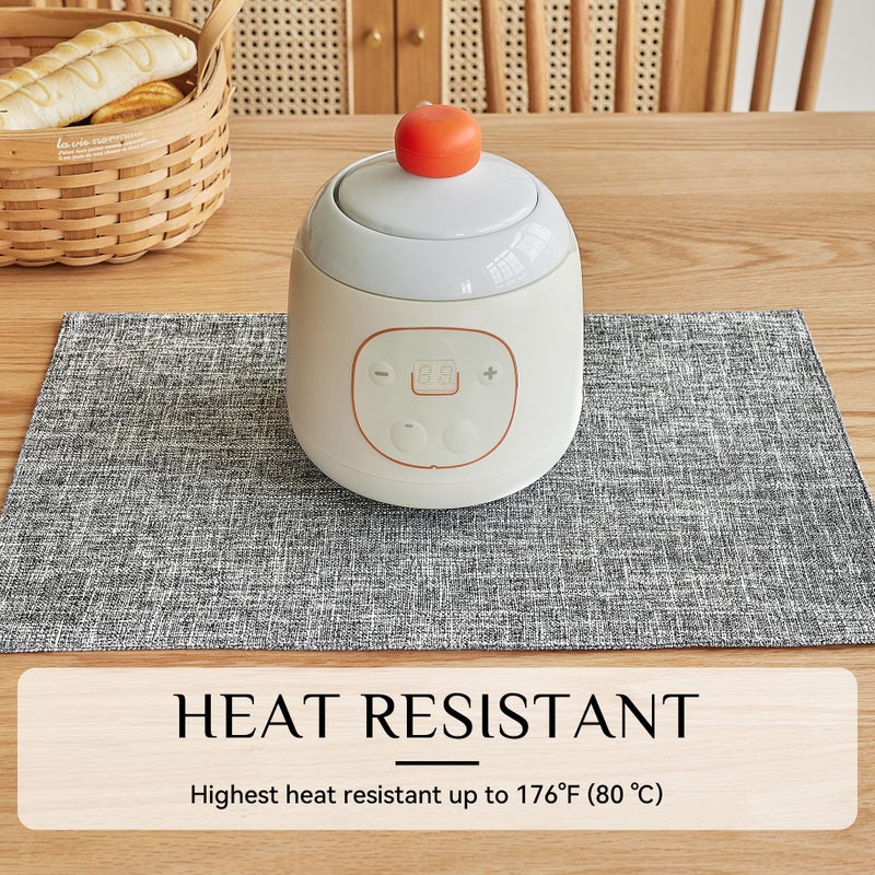 Softalker Faux Linen Placemats Set of 6-12 x 18 Inch  Heat Resistant Double Layered Durable Burlap Farmhouse Place Mats  Non-Slip Washable Rustic Table Mats for Dining  Kitchen  Party(Ash Grey - Image 2