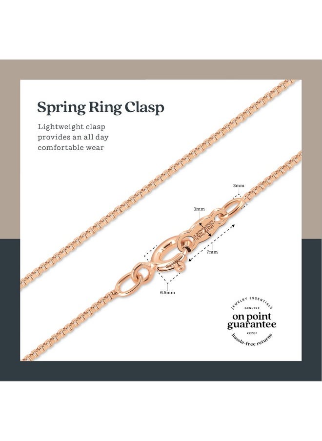 Kezef - Rose Gold Plated Silver Box Chain Necklace, 1Mm Thin Solid 925 Rose Gold Necklace For Women And Men, Nickel Free, Hypoallergenic & Anti Tarnish, 20 Inch (Popular Men'S Length) - Image 1