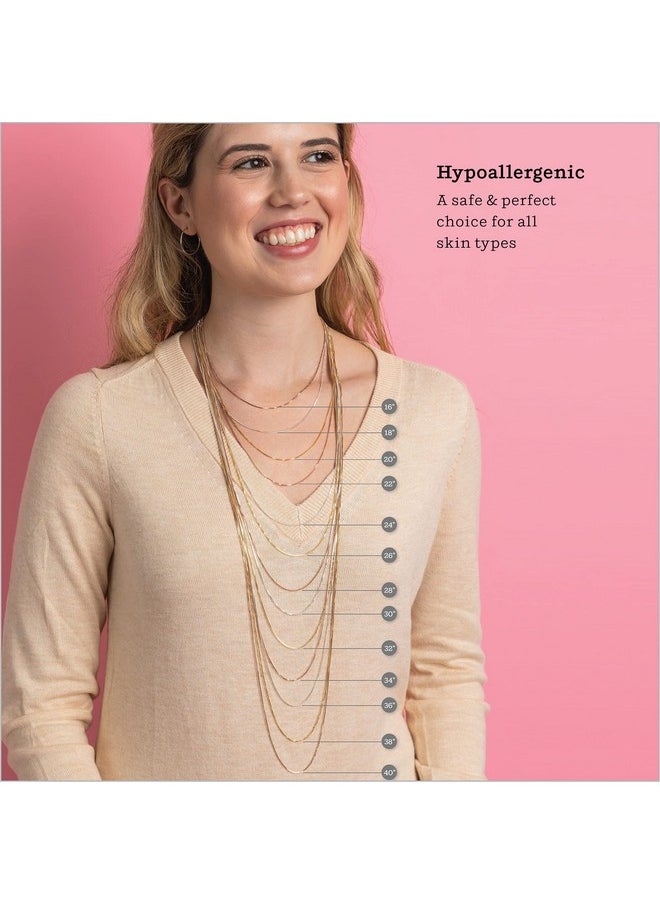 Kezef - Rose Gold Plated Silver Box Chain Necklace, 1Mm Thin Solid 925 Rose Gold Necklace For Women And Men, Nickel Free, Hypoallergenic & Anti Tarnish, 20 Inch (Popular Men'S Length) - Image 1