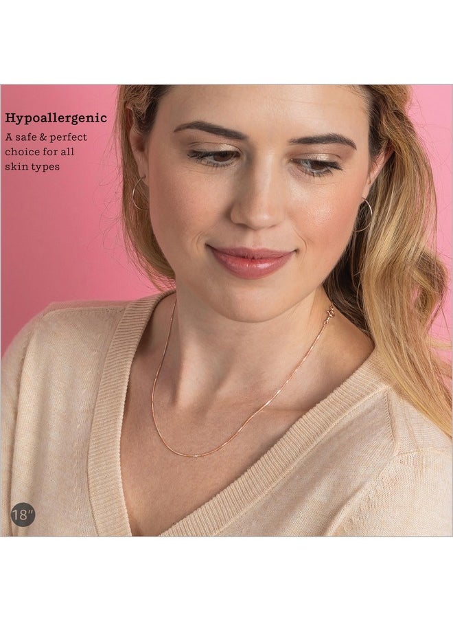 Kezef - Rose Gold Plated Silver Box Chain Necklace, 1Mm Thin Solid 925 Rose Gold Necklace For Women And Men, Nickel Free, Hypoallergenic & Anti Tarnish, 20 Inch (Popular Men'S Length) - Image 1