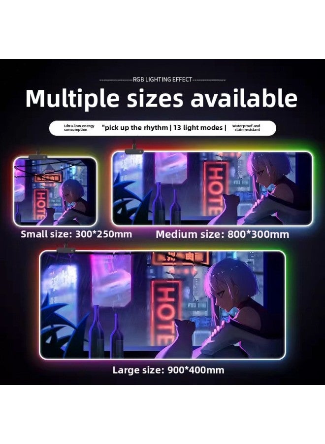 Cool Cartoon Luminous RGB Mouse Pad Student Bedroom Dormitory E-sports Computer Desk Special Non-slip Game Pad-Color:30*80-Pattern:Lucy The Edge Walker  - Image 1
