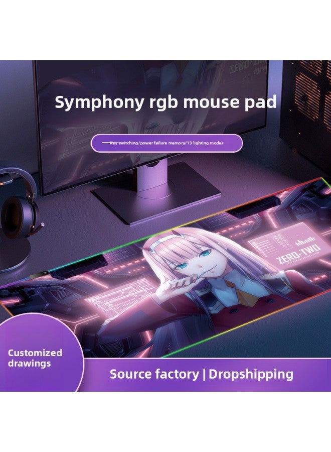 Cool Cartoon Luminous RGB Mouse Pad Student Bedroom Dormitory E-sports Computer Desk Special Non-slip Game Pad-Color:30*80-Pattern:Lucy The Edge Walker  - Image 2