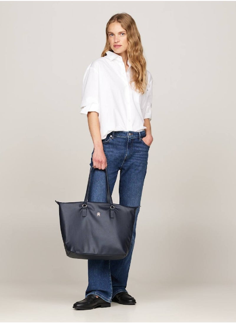TOMMY HILFIGER - Women's Th Monogram Tote Bag - Polyester Blend, Blue - Image 1