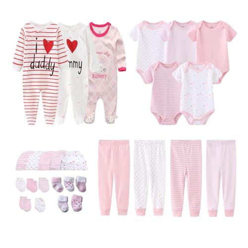 MAMIMAKA Newborn Layette Gift Set 27-Piece Baby Girl Clothes Bodysuits, Pants Essentials and Accessories 0-6Months - Image 1