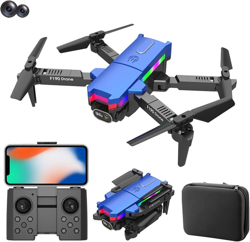 woobles Foldable FPV Drone for Adults Beginners, Dual 4K HD Camera Outdoor RC Quadcopter with Two Battery, One Key Take Off/Land, Altitude Hold, Headless Mode, 360° Flip, Gifts for Boys Girls - Image 1