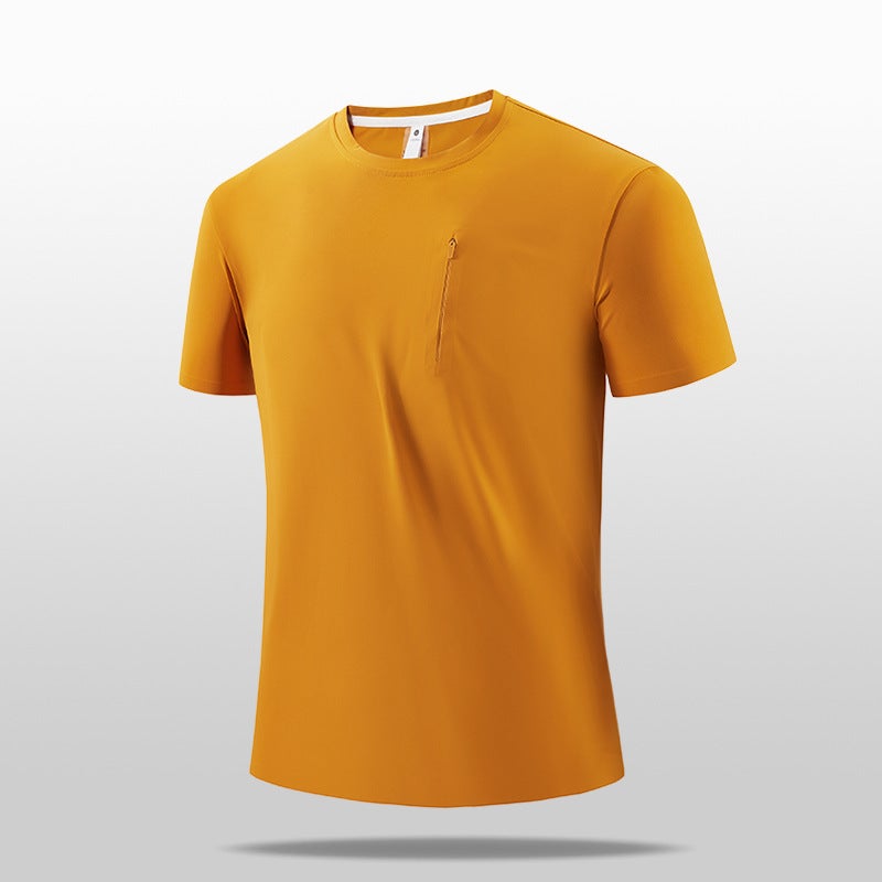 Shujia Dijia Bird Leisure Sports Ice Silk Short-Sleeved Traceless Pocket Breathable Crewneck T-Shirt Short-Sleeved Shirt - Image 2