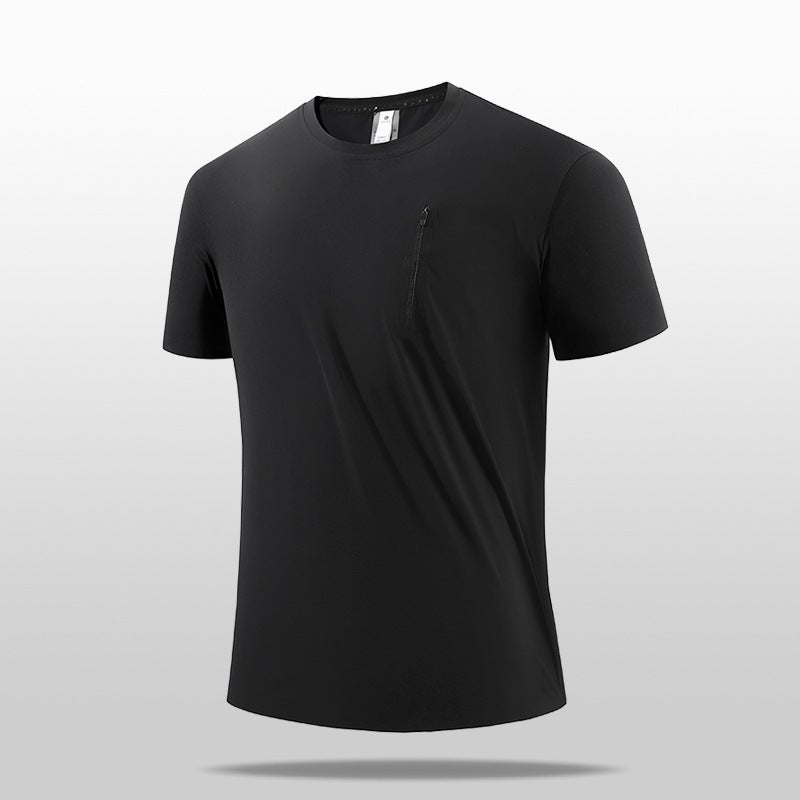 Shujia Dijia Bird Leisure Sports Ice Silk Short-Sleeved Traceless Pocket Breathable Crewneck T-Shirt Short-Sleeved Shirt - Image 4