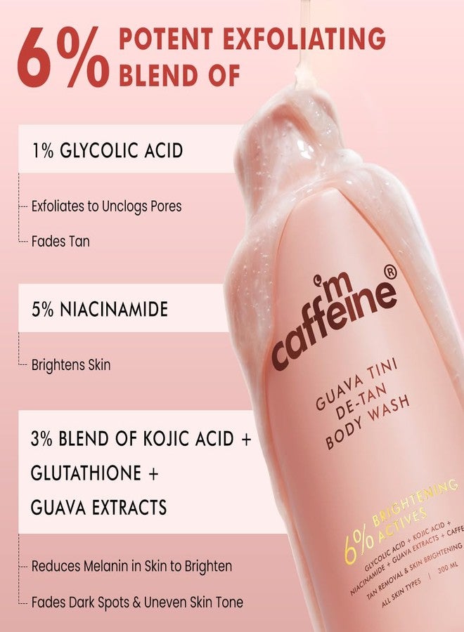 إم كافيين غسول الجسم mCaffeine لإزالة التصبغات وتقشير البشرة (مجموعة من قطعتين) | غسول الجسم برائحة الجوافة والكراميل المقرمش (300 مل × 2) | مع النياسيناميد وحمض الساليسيليك وحمض اللاكتيك | يفتح لون البشرة ويوحده | يقلل من حب الشباب في الجسم | هدية سانتا السرية للنساء/الرجال | سلة هدايا عيد الميلاد - Image 3