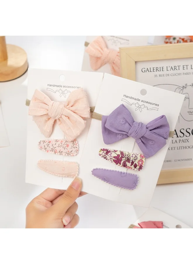 دىدانيالا Aira Ribbon Bow Clip Set with Ponytail For Babies and Girls - Purple