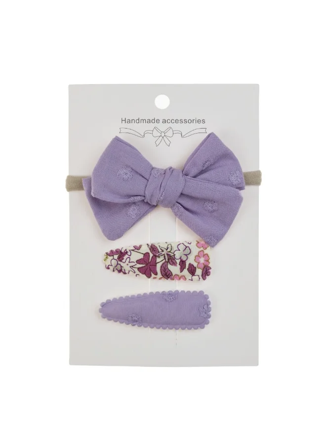 دىدانيالا Aira Ribbon Bow Clip Set with Ponytail For Babies and Girls - Purple