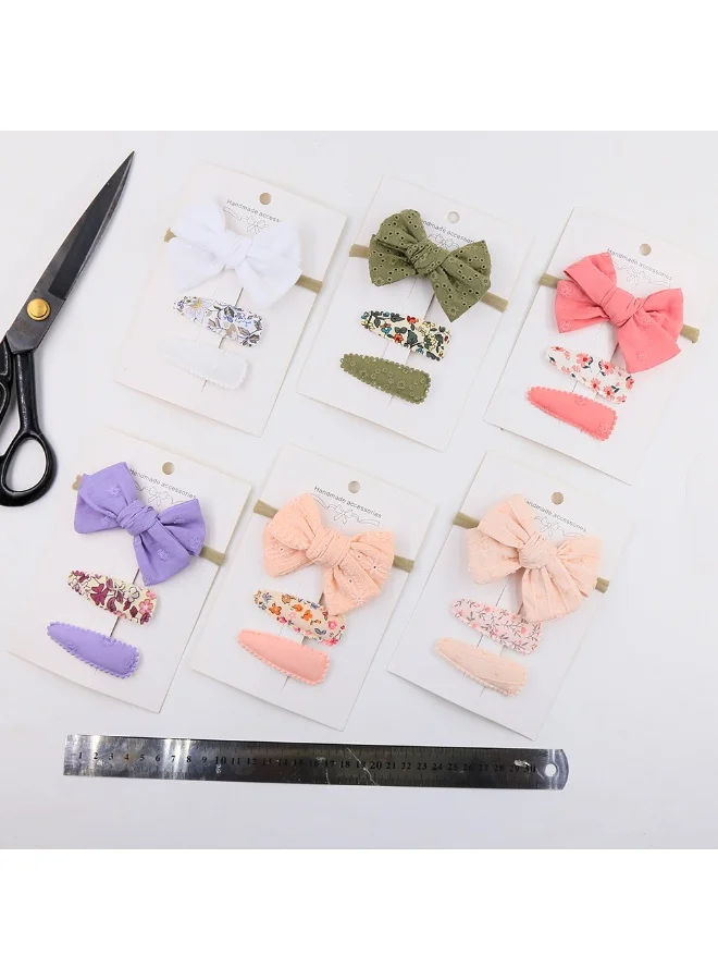D'Daniela Aira Ribbon Bow Clip Set with Ponytail For Babies and Girls - Purple
