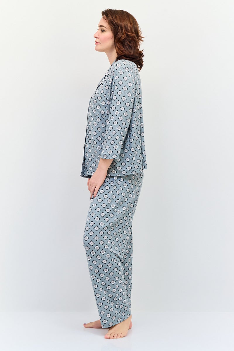 Jones New York طقم نوم نسائي مكون من 2 قطعة بطبعة شاملة، متعدد الألوان - Image 3