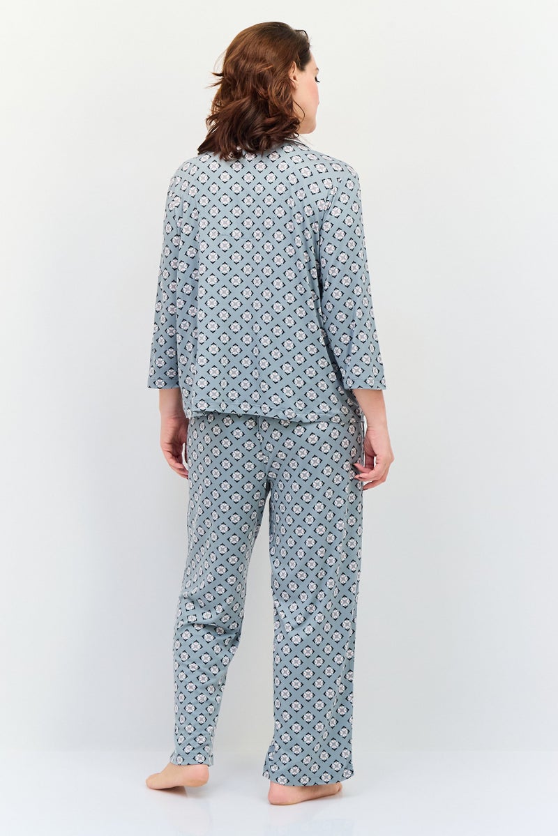 Jones New York طقم نوم نسائي مكون من 2 قطعة بطبعة شاملة، متعدد الألوان - Image 4