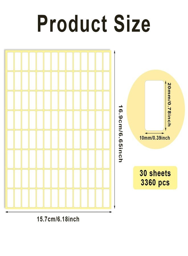 Sliverdew 30 Sheets White Labels Stickers for Writing 10 X 20 mm Small Price Tags Blank Storage Container Stickers for Jars File Folders School Office Kitchen (3360 Labels) - Image 3
