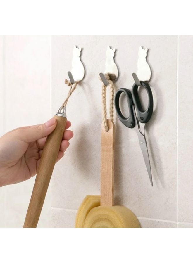 2pcs Silvery Stainless Steel Cat Wall Sticker Door Hangers Waterproof Strong Adhesive Towel Hooks - Image 3