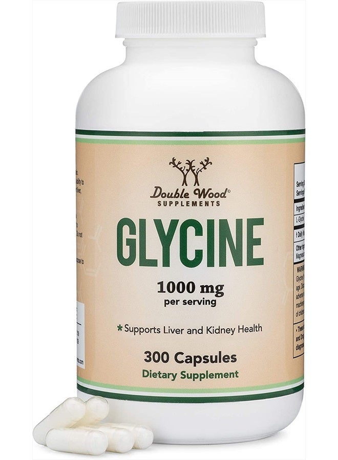Double Wood Supplements Glycine Supplement - 1,000mg Glycine Powder per Serving (300 Capsules) The Relaxing Amino Acid (Glicina) (Third Party Tested, Gluten Free, Non-GMO) by Double Wood - Image 1