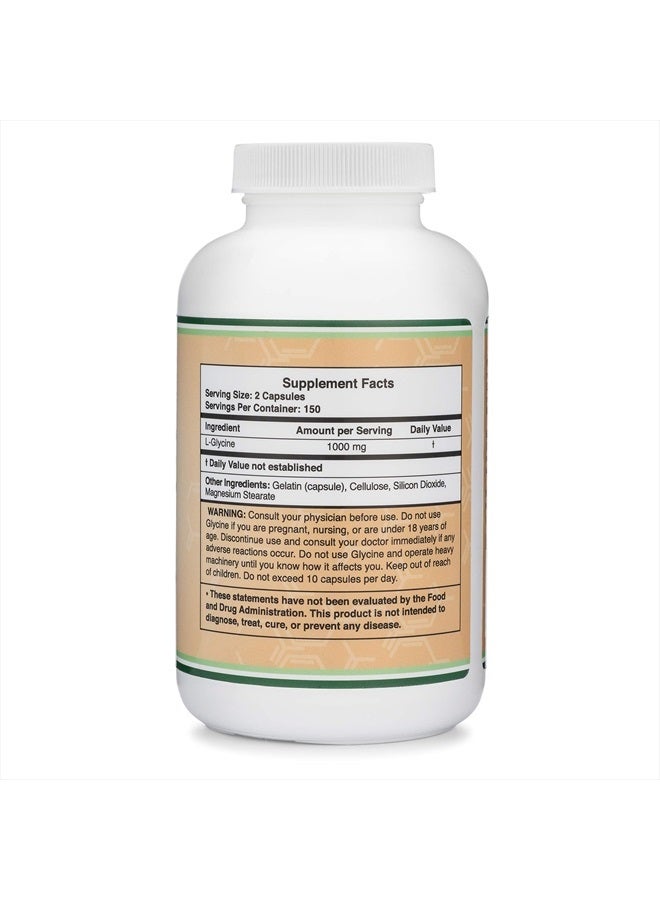 Double Wood Supplements Glycine Supplement - 1,000mg Glycine Powder per Serving (300 Capsules) The Relaxing Amino Acid (Glicina) (Third Party Tested, Gluten Free, Non-GMO) by Double Wood - Image 2