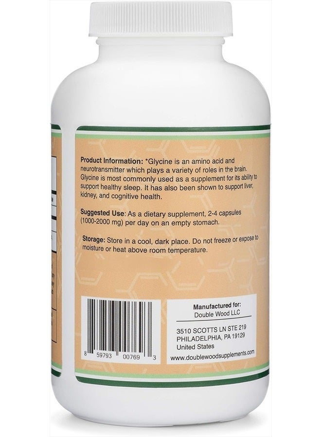 Double Wood Supplements Glycine Supplement - 1,000mg Glycine Powder per Serving (300 Capsules) The Relaxing Amino Acid (Glicina) (Third Party Tested, Gluten Free, Non-GMO) by Double Wood - Image 3