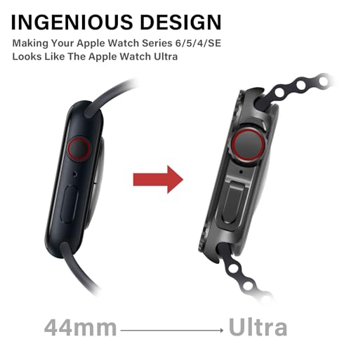 Bisikor 2 in 1 Metal Case Compatible with Apple Watch Series 6/Series 5/Series 4/SE 3/SE 2/SE 44mm, Rugged Shockproof Metal Bumper Case with Back Cover for iWatch 44mm (Black) - Image 3
