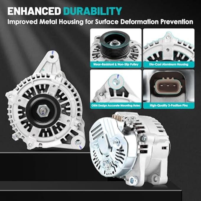 Farrme 13806 Car Alternators 12V 100 Amp, 6-Groove Pulley Fit for Toyota Sienna 1998-2003 V6 3.0L Automotive Replacement Alternators 101211-7670, 121000-3800 Alternator - Image 5