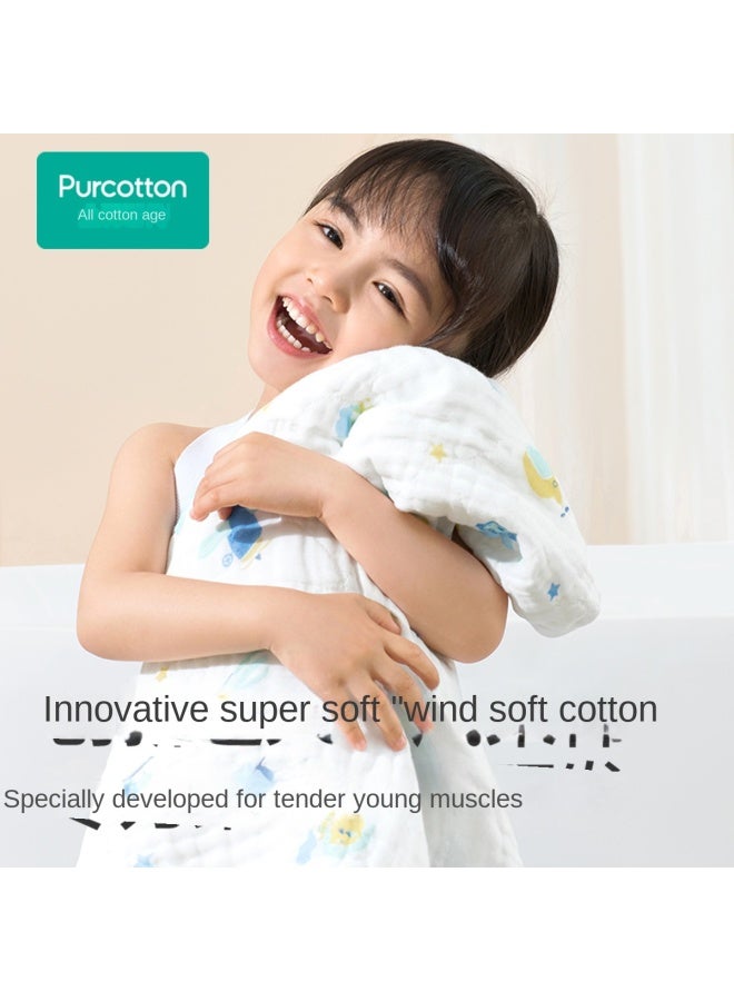 القطن الخالص 【قطن متميز ناعم ومطاطي】منشفة استحمام من الشاش القطني النقي 6 طبقات للرضع والأطفال الصغار، منشفة استحمام كبيرة الحجم لحديثي الولادة - Image 3